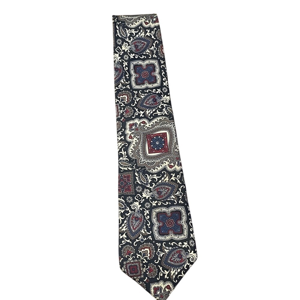Resilio Necktie Mens Black Red Blue Paisley Floral Silk Blend‎ Business